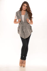 Hooded Denim Vest- Black