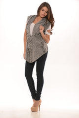 Hooded Denim Vest- Black