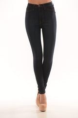 Dark Blue Classic High Waist Skinny Jeans