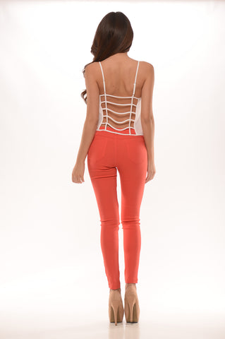 Caged Open Back Tank - White (Also available in Hot Pink, Black, and Lavender)