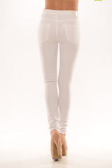 Distressed High Rise Skinny Jeans - White