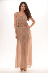 Crochet Me Maxi Dress - Brown