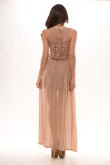 Crochet Me Maxi Dress - Brown
