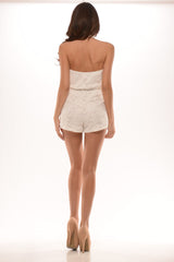 Halter Neck Lace Romper - White