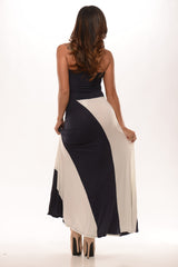 High Waist Diagonal Maxi Skirt/Dress - Navy & Ivory