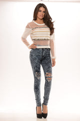 6 Layer Mesh Top - White