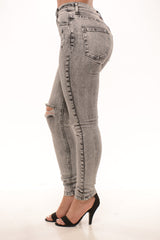 Black Acid Wash Jeans with Rip