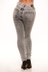 Black Acid Wash Jeans with Rip