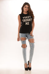 "Yeezy Taught Me" Muscle Tank- Black