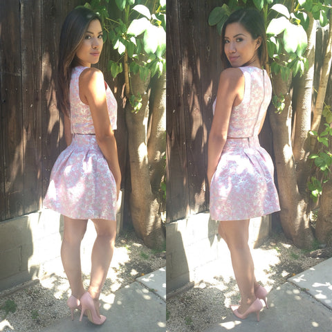 Floral Elegance Crop Top - Pink